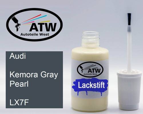 Audi, Kemora Gray Pearl, LX7F: 20ml Lackstift, von ATW Autoteile West.